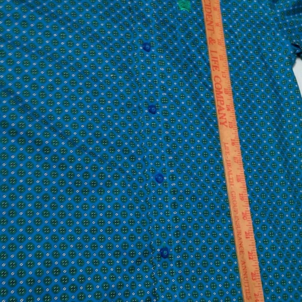 Cinch Shirt XXL 16-18 Button Down Blouse Blue Green Geometric Western Long Sleev - Picture 5 of 11